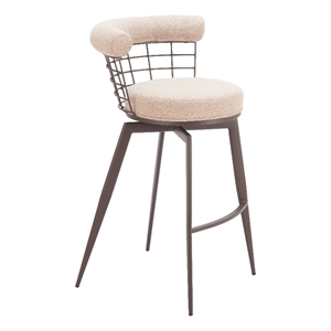 Saku Swivel Barstool Beige & Brown