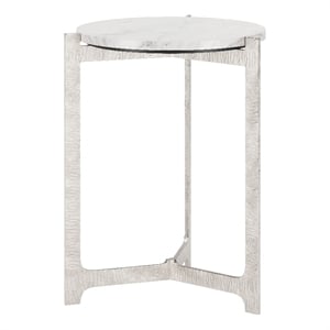 Barmas Side Table White & Silver