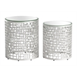 ZUO Reden Glass-Top and Aluminum Frame End Table Set in Silver (Set of 2)