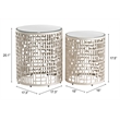ZUO Reden Glass-Top and Aluminum Frame End Table Set in Silver (Set of 2)
