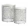 ZUO Reden Glass-Top and Aluminum Frame End Table Set in Silver (Set of 2)