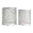 ZUO Reden Glass-Top and Aluminum Frame End Table Set in Silver (Set of 2)