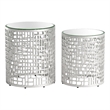ZUO Reden Glass-Top and Aluminum Frame End Table Set in Silver (Set of 2)