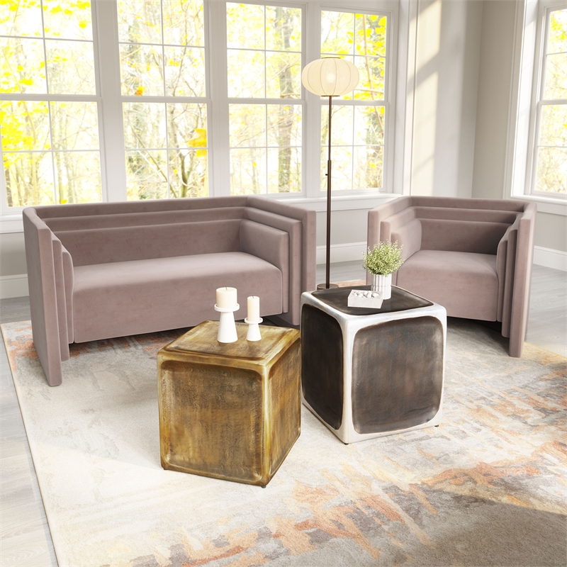 ZUO Brics Aluminum End Table Set in Multi-Color (Set of 2)