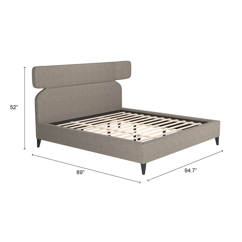 ZUO Dusa Polyester Fabric Upholstered King Bed in Green