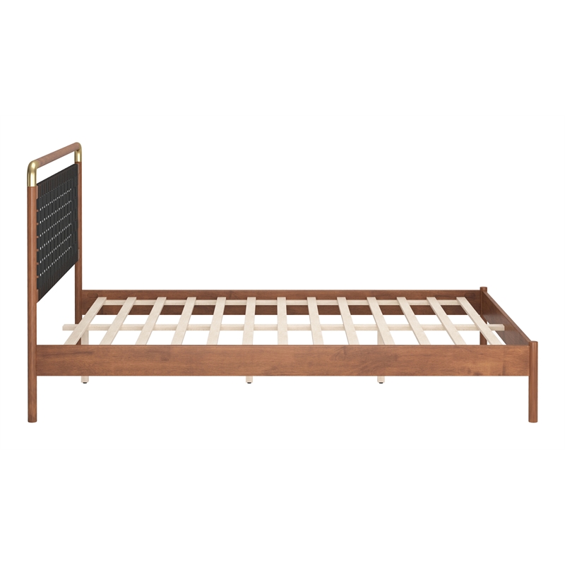 ZUO Netz Premium Vinyl Queen Bed in Black & Walnut