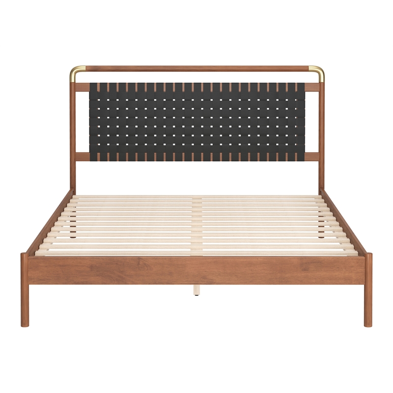 ZUO Netz Premium Vinyl Queen Bed in Black & Walnut