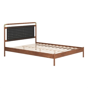 ZUO Netz Premium Vinyl Queen Bed in Black & Walnut
