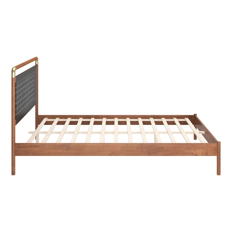ZUO Netz Premium Vinyl King Bed in Black & Walnut