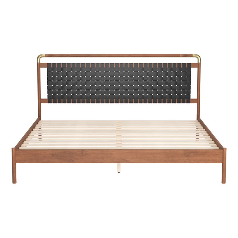 ZUO Netz Premium Vinyl King Bed in Black & Walnut