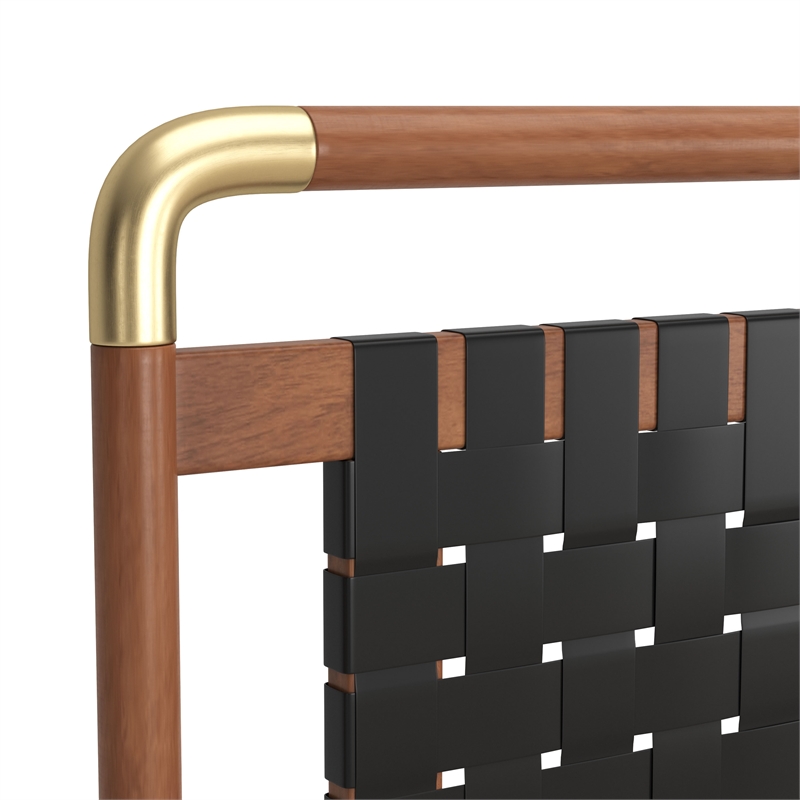 ZUO Netz Premium Vinyl King Bed in Black & Walnut