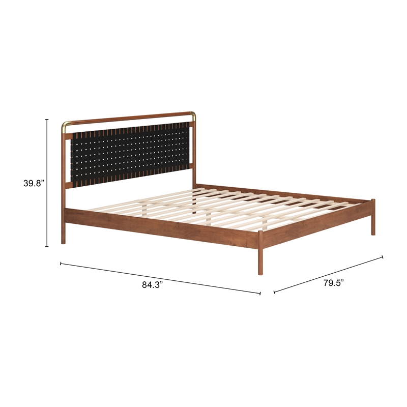 ZUO Netz Premium Vinyl King Bed in Black & Walnut