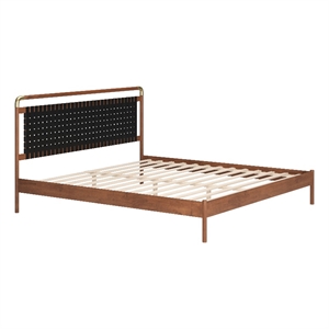 ZUO Netz Premium Vinyl King Bed in Black & Walnut