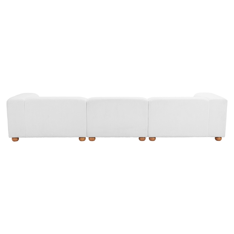 ZUO Tayte Lush Cord Style Fabric Upholstered Sofa in White