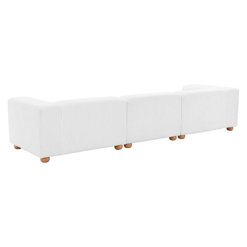 ZUO Tayte Lush Cord Style Fabric Upholstered Sofa in White