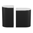 ZUO Ormara Marble-Top Side Table Set in White & Black (Set of 2)