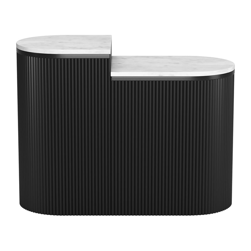 ZUO Ormara Marble-Top Side Table Set in White & Black (Set of 2)