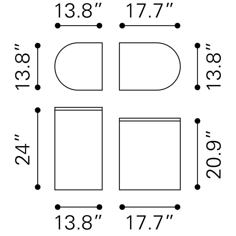 ZUO Ormara Marble-Top Side Table Set in White & Black (Set of 2)