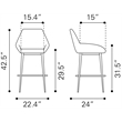 Vila Barstool (Set of 2) Gray