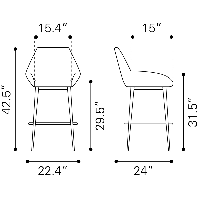Vila Barstool (Set of 2) Black