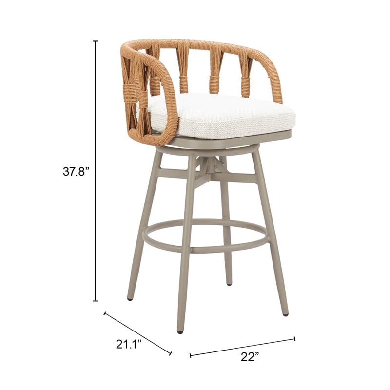 ZUO Safal Powder Coated Aluminum Swivel Barstool in Multi-Color