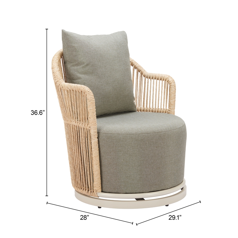 ZUO Lanai Swivel Chair with Removable/Washable Cushion Cover in Multi-Color