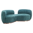 ZUO Jamela Polyester Shearling Fabric Upholstered Sofa in Teal