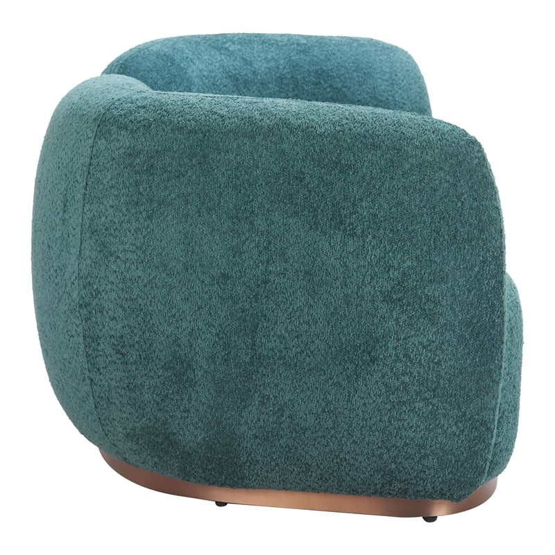 ZUO Jamela Polyester Shearling Fabric Upholstered Sofa in Teal