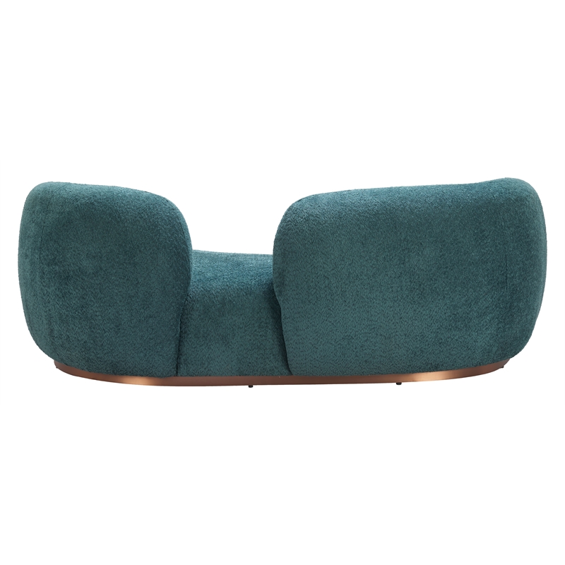 ZUO Jamela Polyester Shearling Fabric Upholstered Sofa in Teal
