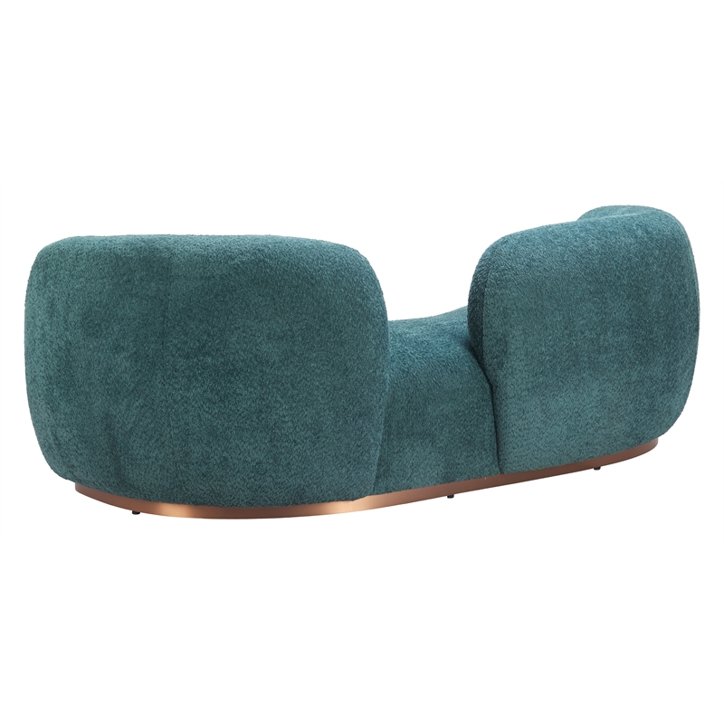 ZUO Jamela Polyester Shearling Fabric Upholstered Sofa in Teal