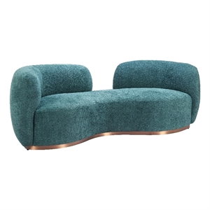 ZUO Jamela Polyester Shearling Fabric Upholstered Sofa in Teal