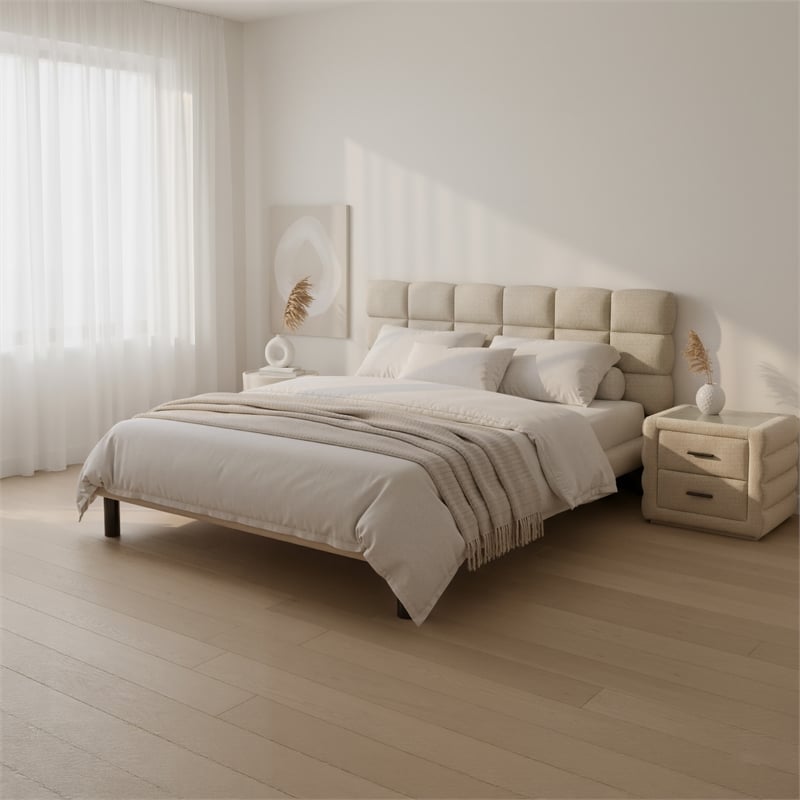 placid king bed beige
