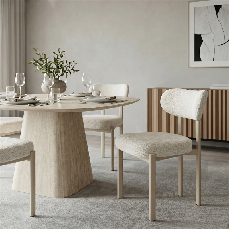 ZUO Aurea Polyester Fabric Upholstered Dining Chair in Light Gray (Set of 4)