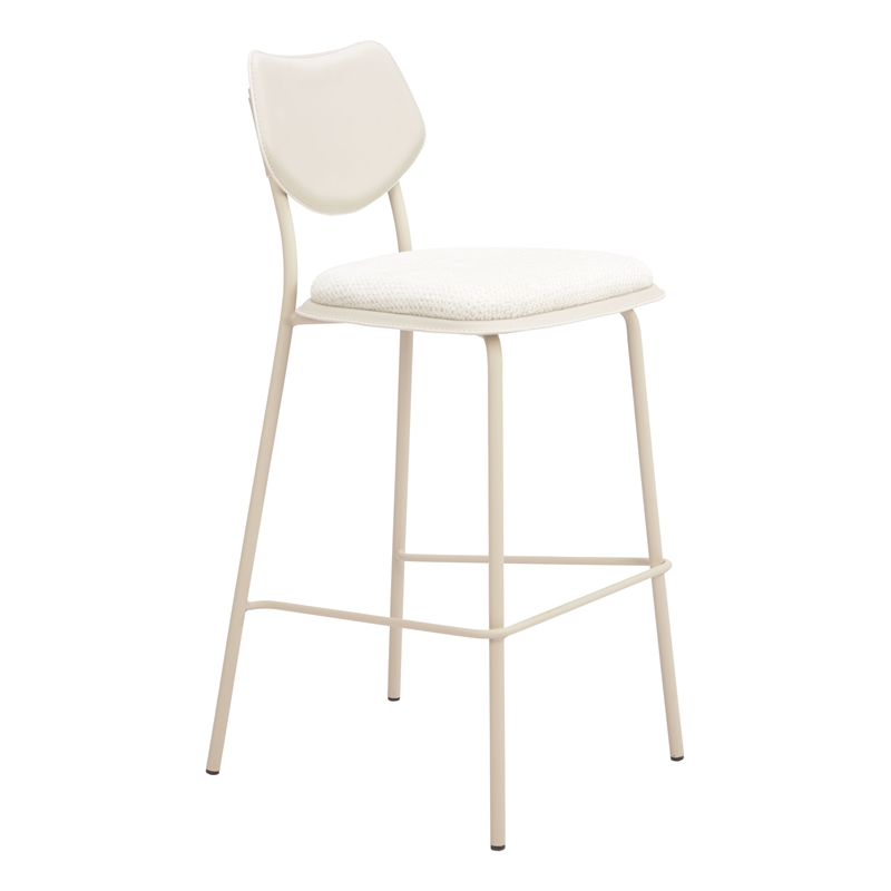 ZUO Zeal Faux Leather Bar Stool in Light Gray & Beige (Set of 4)