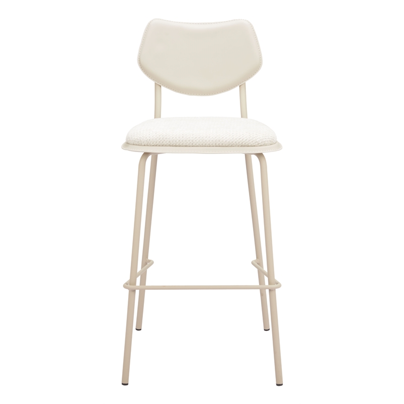 ZUO Zeal Faux Leather Bar Stool in Light Gray & Beige (Set of 4)