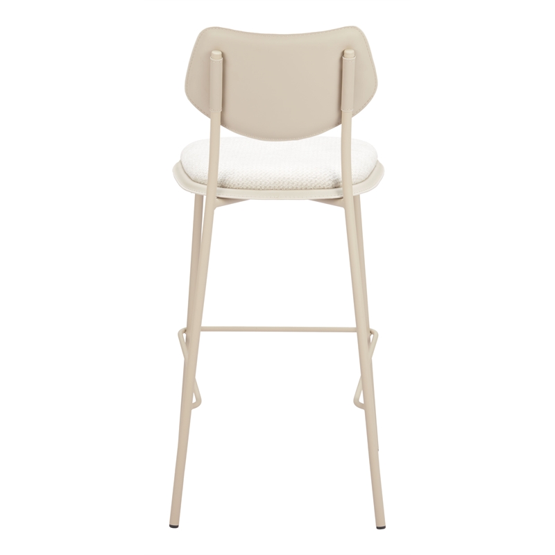 ZUO Zeal Faux Leather Bar Stool in Light Gray & Beige (Set of 4)