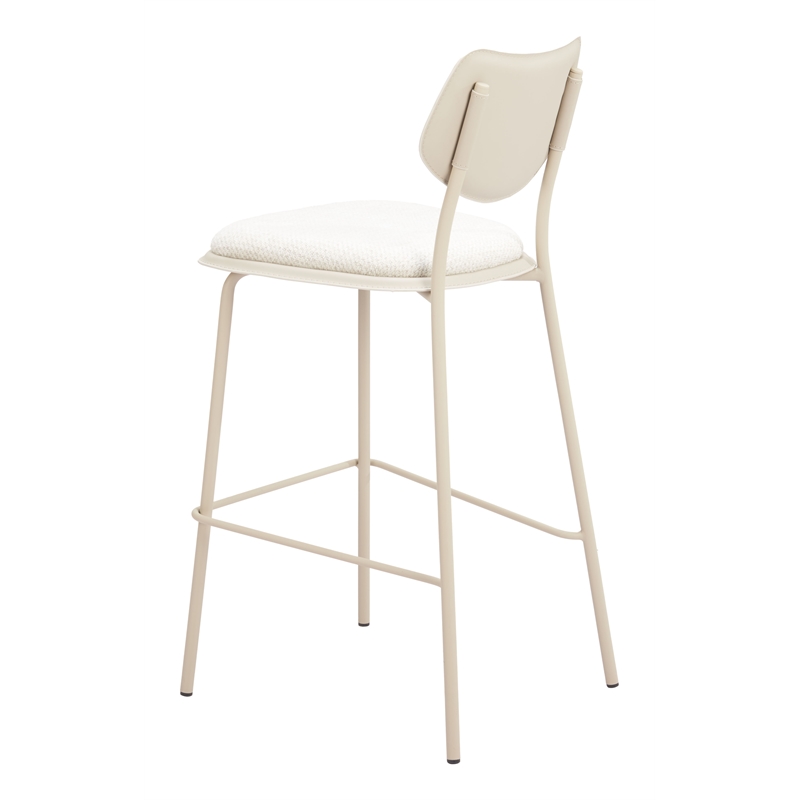 ZUO Zeal Faux Leather Bar Stool in Light Gray & Beige (Set of 4)