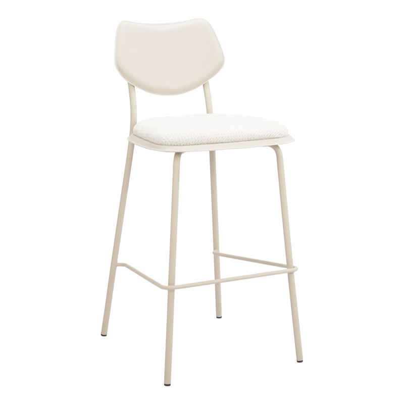 ZUO Zeal Faux Leather Bar Stool in Light Gray & Beige (Set of 4)