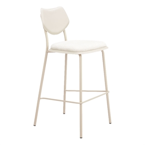 ZUO Zeal Faux Leather Bar Stool in Light Gray & Beige (Set of 4)