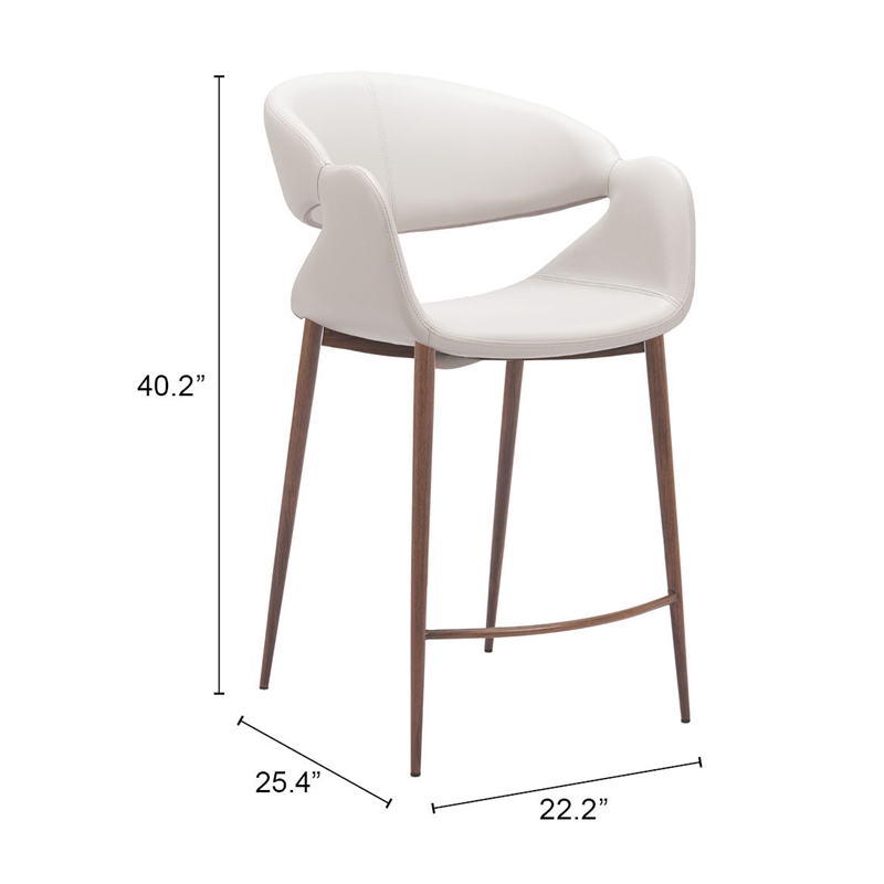 Limay Counter Stool Beige & Walnut