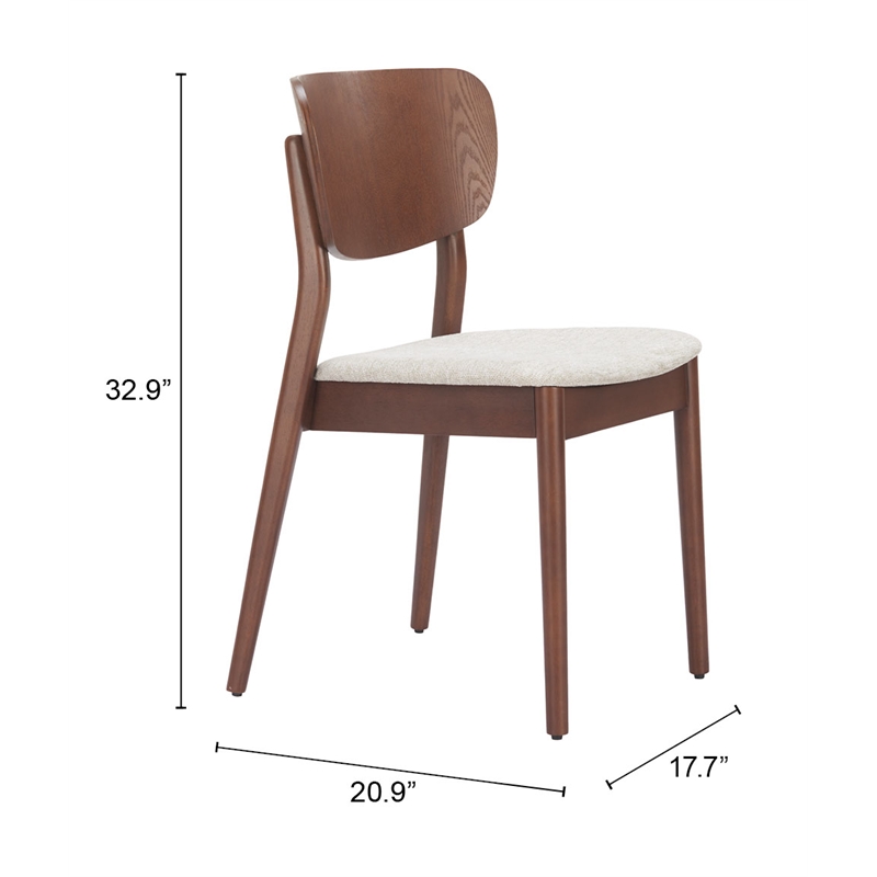 Kellua Dining Chair (Set of 2) Beige & Walnut