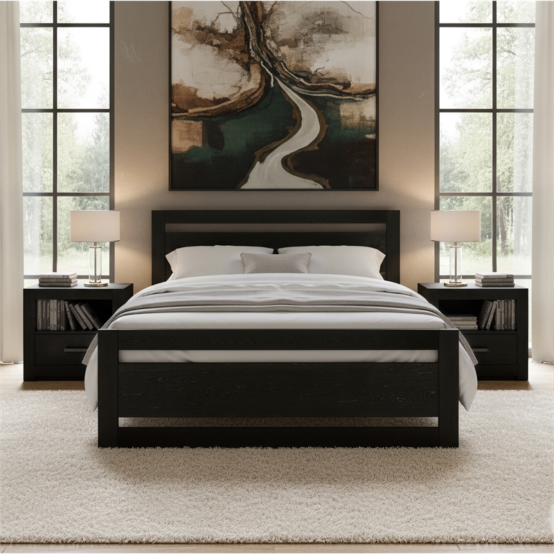 ZUO Repos Engineered Wood and Plywood Queen Bed in Black