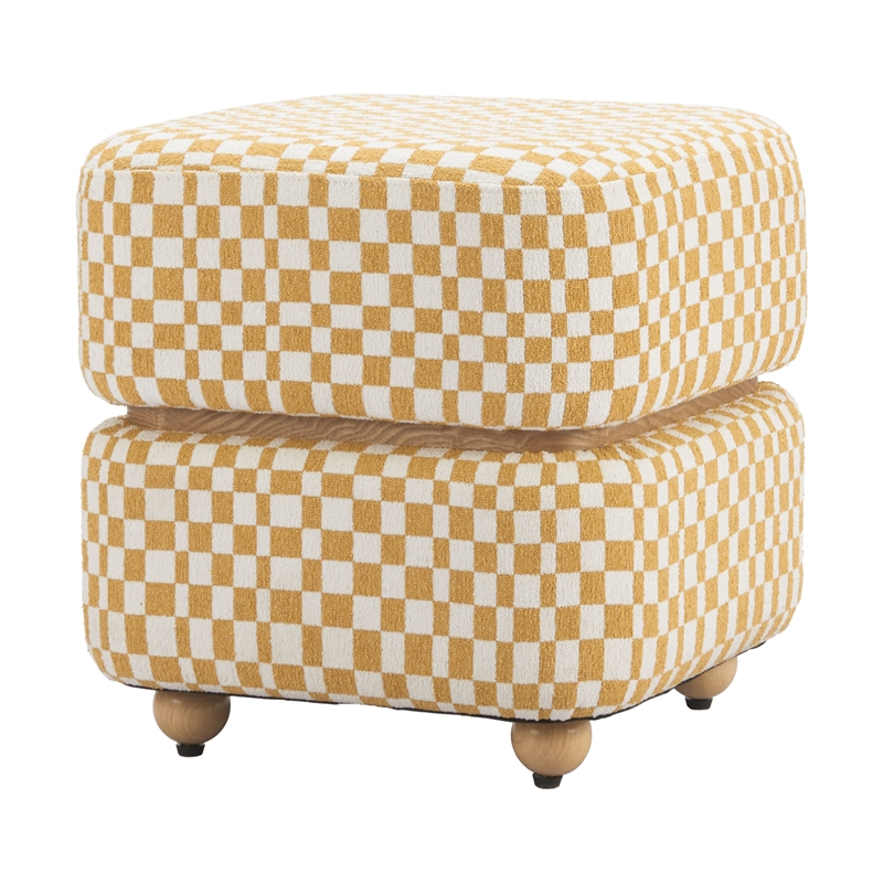 ZUO Haki Polyester Fabric Upholstered Ottoman in Multi-Color
