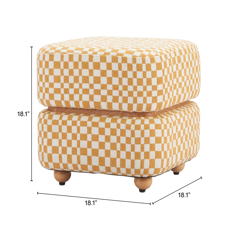ZUO Haki Polyester Fabric Upholstered Ottoman in Multi-Color