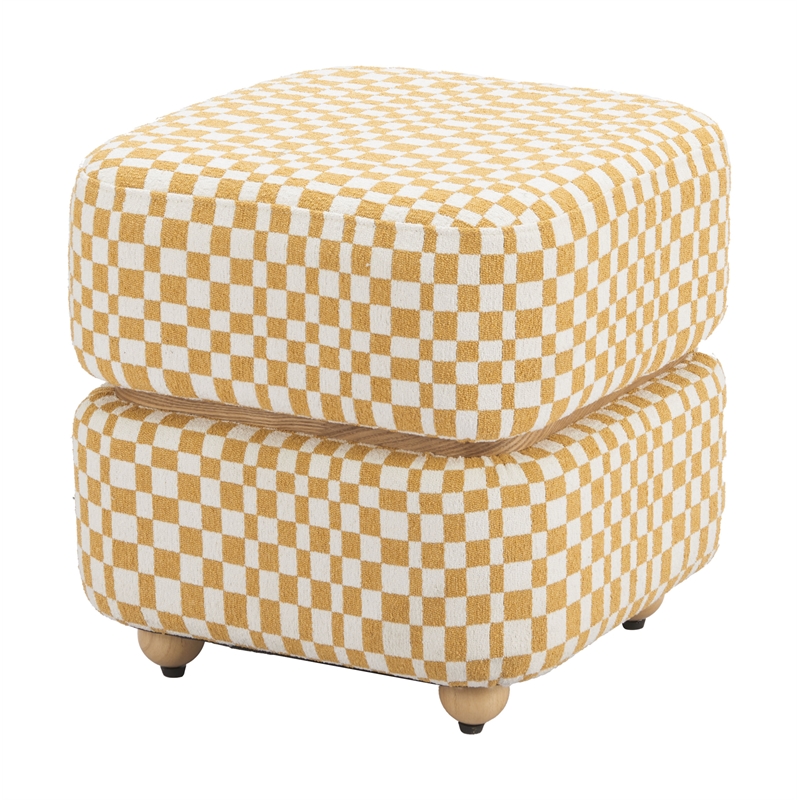 ZUO Haki Polyester Fabric Upholstered Ottoman in Multi-Color