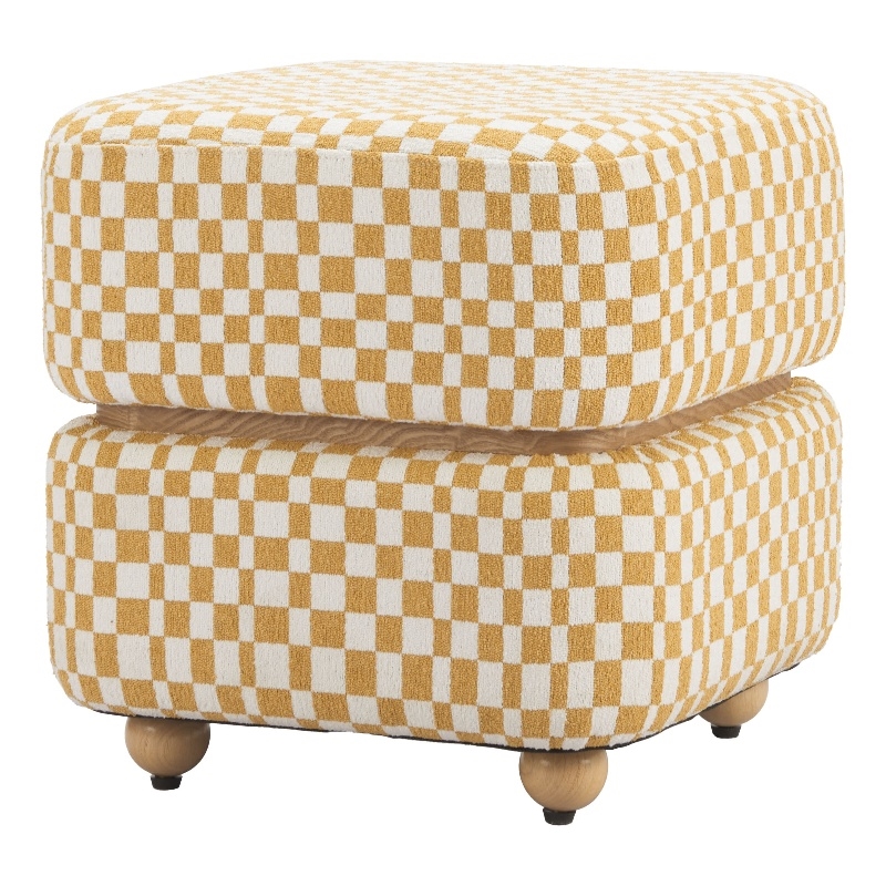 ZUO Haki Polyester Fabric Upholstered Ottoman in Multi-Color