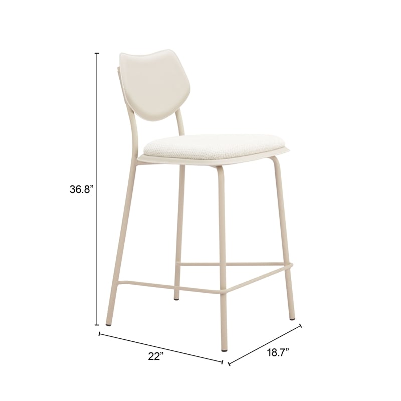 ZUO Zeal Faux Leather Counter Stool in Light Gray & Beige (Set of 4)