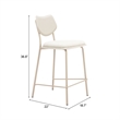 ZUO Zeal Faux Leather Counter Stool in Light Gray & Beige (Set of 4)