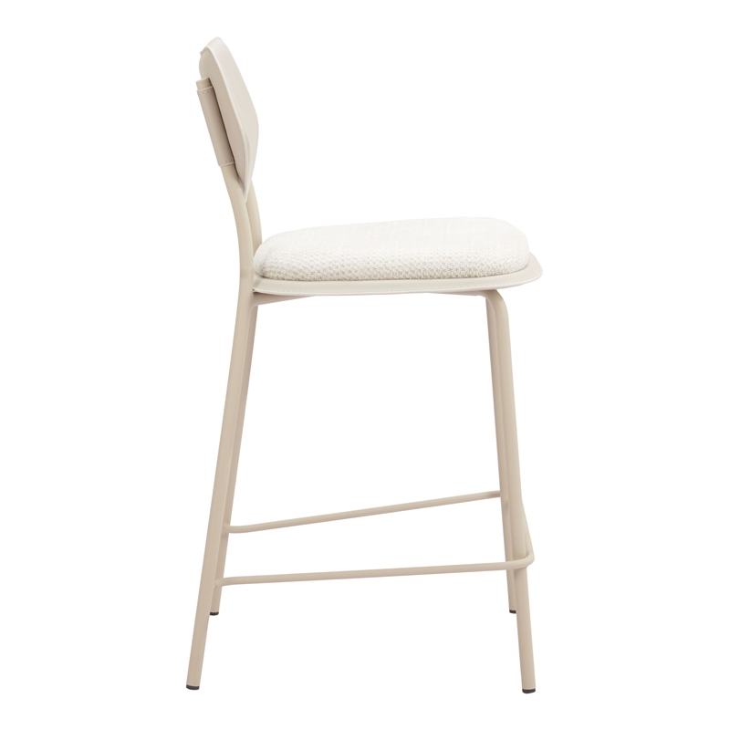 ZUO Zeal Faux Leather Counter Stool in Light Gray & Beige (Set of 4)