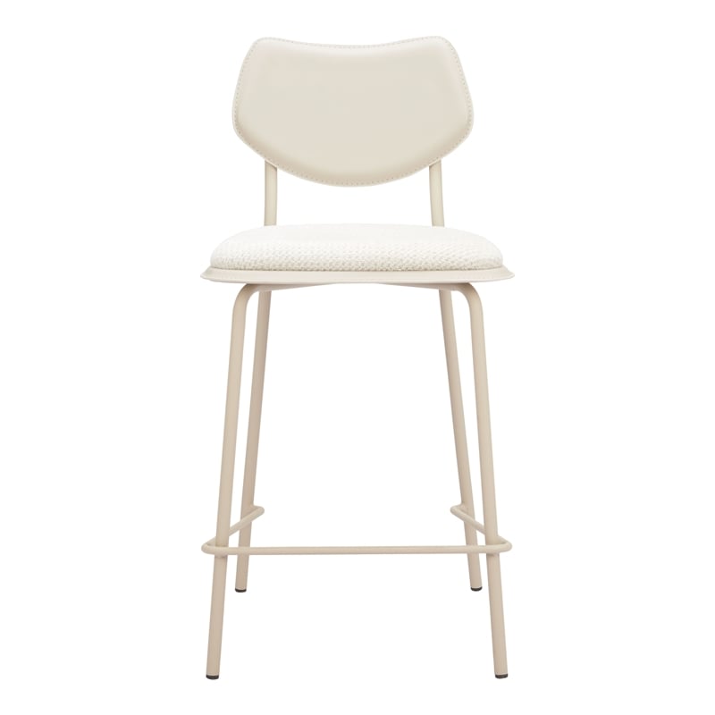 ZUO Zeal Faux Leather Counter Stool in Light Gray & Beige (Set of 4)